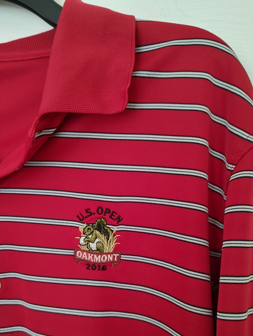 Greg Norman U.S. Open Golf Tournament Oakmont 2016 Performance Polo Rec Stripe L